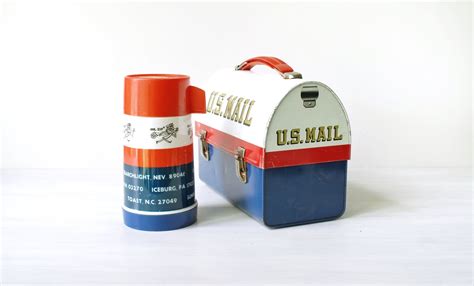 us mail metal lunch box|Vintage US Postal Service Lunch Box and Thermos, 1969 U.S..